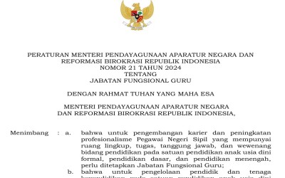 PermenPANRB Nomor 21 Tahun 2024 Tentang Jabatan Fungsional Guru